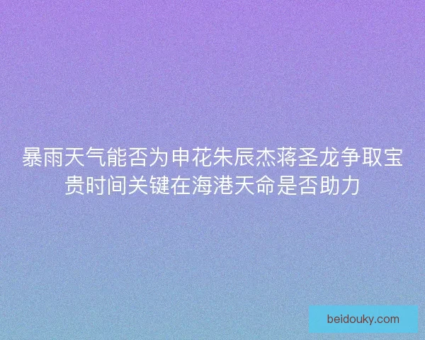 暴雨天气能否为申花朱辰杰蒋圣龙争取宝贵时间关键在海港天命是否助力