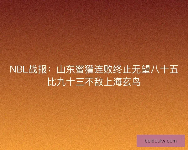 NBL战报：山东蜜獾连败终止无望八十五比九十三不敌上海玄鸟