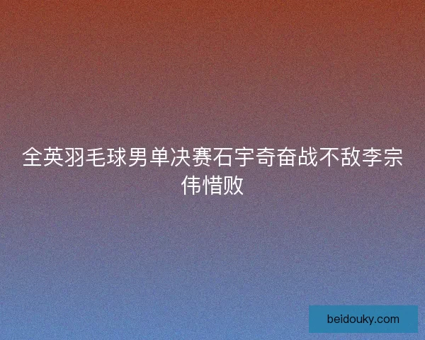 全英羽毛球男单决赛石宇奇奋战不敌李宗伟惜败